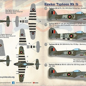 プリントスケール 72-415 1/72 ホーカータイフーン Mk.Ib コンプリートセットの画像1