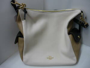 967 COACH Coach shoulder bag chock multicolor leather lady's 6154 white × beige × black 