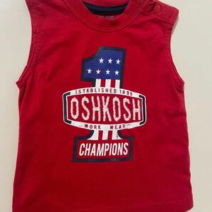 OSH KOSH タンクトップ 男の子　 赤　 ビンテージ風　加工　 ノースリーブ　70サイズ