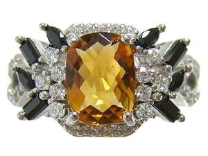  free shipping [ natural citrine ]te The Yinling g ring black spinel 