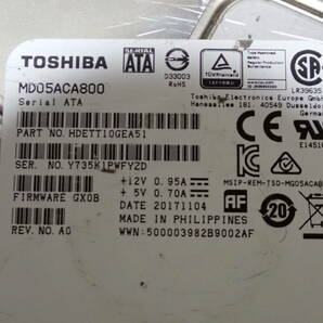 TOSHIBA MD05ACA800 HDD 8TB 3.5インチHDD Serial ATA600 7200rpm 動作未確認 #BB02206の画像2