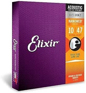Elixir Elixir акустическая гитара струна NANOWEB 80/20 bronze Extra Light .010-.047