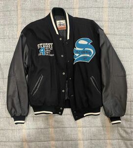 90s old stussy BIG4 袖レザー スタジャン