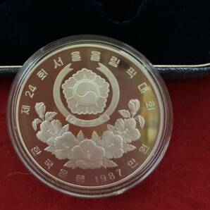 預り品！ソウルオリンピック 銀貨 10000ウォン 5000ウォン シルバー925、大、33.62g、小16.81g 韓国 記念硬貨 ケース入り の画像3