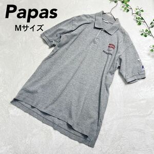 【美品】Papas(パパス）半袖 ポロシャツ Mサイズ グレー トライアスロン　マドモアゼルノンノン