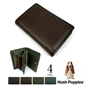 全4色 Hush Puppies ハッシュパピー ソフトレザー二つ折り財布 L字ファスナー小銭入れ