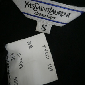 やや透け感 パフスリーブ◆YVES SAINT LAURENT 七分袖 ブラウス レディース S 黒 ウール混 レトロ 着回し 高級 イブサンローラン〇4-225yの画像8