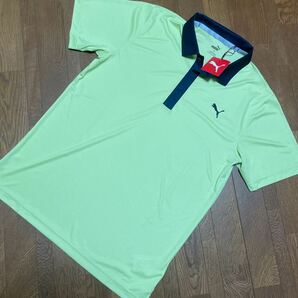 新品♪PUMA-GOLF≪プーマ≫♪メンズ ゴルフウェア ２トンカラーCELLポロシャツ♪イエロー&ネイビー♪サイズXL♪