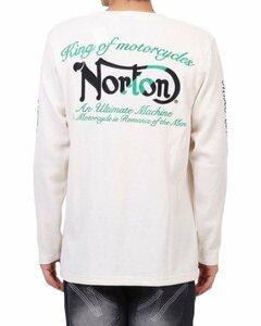 Norton ノートン 長袖Tシャツ 223N1107 バック 刺繍 サーマル Vネック ロングスリーブTシャツ キナリ XXL 新品