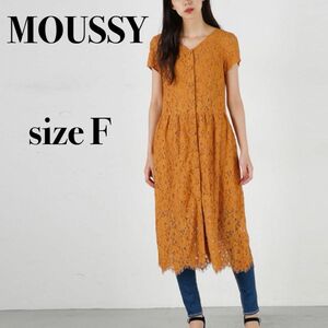 MOUSSY マウジー ロングワンピース レースワンピース 半袖ワンピース 総レース Vネック