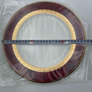 k805【未使用】noritake ノリタケ ディナー皿 5枚セット レッド ゴールド 直径約27.7cm ※保管品の画像3