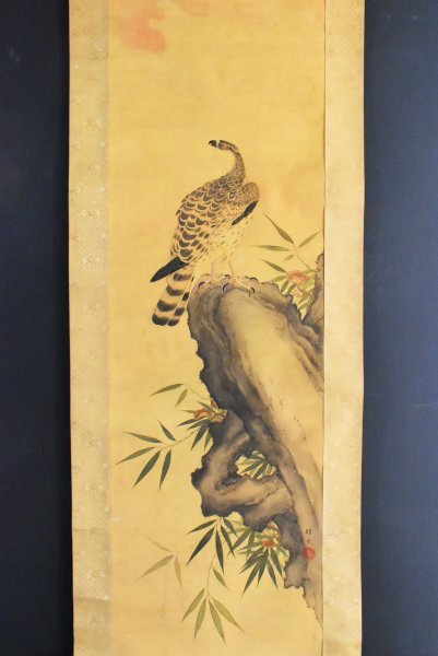 K3348 桂鹰临摹丝绸书盒花鸟日本画国画仿古挂轴挂轴仿古美术美术人书画, 绘画, 日本画, 花鸟, 飞禽走兽