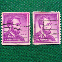 【ＵＳＡ切手】リンカーン大統領 4cent米国切手　２枚 切手 使用済２枚　　切手[g16b]_画像1