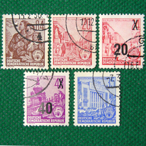 珍品【東ドイツ切手】5ヵ年計画５枚 ドイツ民主共和国(GDR) DDR-1953年頃 使用済切手５枚　切手[g19b]