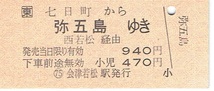 【B型硬券 JR地紋　乗車券】七日町から弥五島ゆき　会津線_画像1