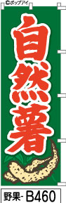 ふでのぼり 自然薯-緑-赤文字(野果-b460)幟 ノボリ 旗 筆書体を使用した一味違ったのぼり旗がお買得【送料込み】まとめ買いで格安