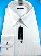 ワイシャツ長袖新品／ノーアイロン／デザインシャツ／スタンダードタイプ／白ドビー（地模様）LL寸_画像2