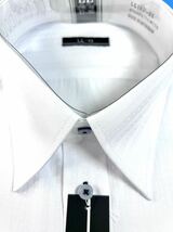 ワイシャツ長袖新品／ノーアイロン／デザインシャツ／スタンダードタイプ／白ドビー（地模様）LL寸_画像3