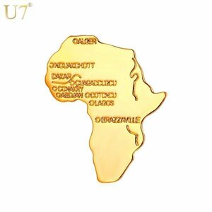 ブローチ アフリカ イエローゴールド おしゃれ 大人 地図