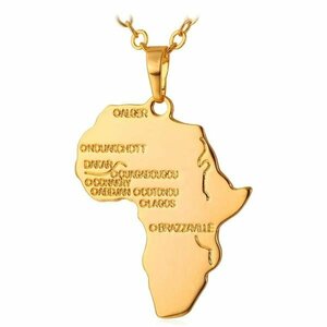 ネックレス メンズ ペンダント ゴールド チェーン おしゃれ 大人 アフリカ 地図