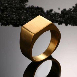 指輪 リング 黒 ブラック ステンレス ビンテージ ゴールド スクエア ムース チタン リング メンズ