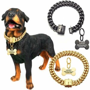  dog necklace stainless steel chain metal race flat tag dog cat harness lead pet 