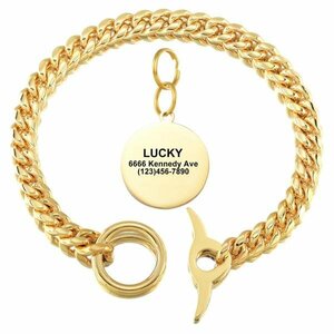  dog necklace uo- King gold chain tag dog cat harness lead pet 