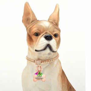  dog necklace uo- King rose gold chain metal ta Grace dog cat harness lead pet 