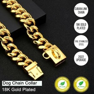  dog necklace Gold stainless steel chain race cue ba dog cat harness lead pet 