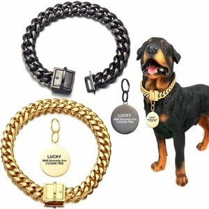  dog necklace black black stainless steel chain dog cat harness lead pet 