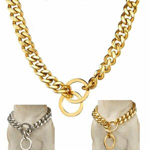  dog necklace uo- King silver stainless steel chain metal cue ba dog cat harness lead pet 
