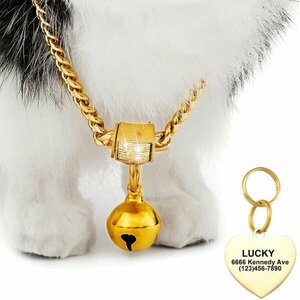  dog necklace Gold Heart stainless steel chain cue ba harness lead pet 