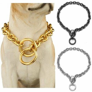  dog necklace black black Gold silver O chain ring stainless steel harness lead pet 