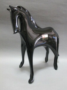 KURATA CRAFT GLASS　黒馬 オブジェ ヴィンテージ ガラスアート　ミッドセンチュリー クラタガラス　オブジェ　馬　置物