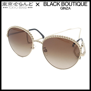 101726641 Chanel here Mark punt Shape chain sunglasses CH4242 Brown gradation x Gold metal 55*17 lady's 