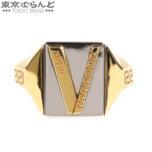 101722612 ヴェルサーチェ VERSACE Vロゴ リング ゴールドxシルバー メタル 19号相当 グレカ GP 19 指輪 メンズ