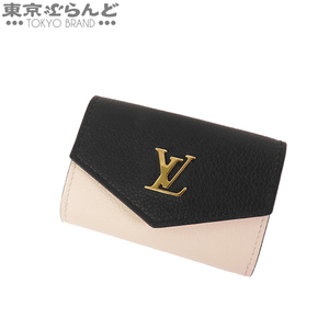 101728255 ルイヴィトン LOUIS VUITTON ポルトフォイユ ロックミニ M80984 ノワールxローズxクレーム レザー 三つ折り財布 レディース