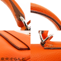 101728071 エルメス HERMES ケリー 35 □G刻印 オレンジ シルバー金具 トリヨン 内縫 ハンドバッグ レディース_画像6