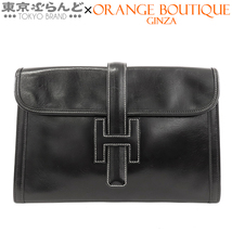 101727303 エルメス HERMES ジジェ PM ○S刻印 黒 ブラック ボックスカーフ クラッチバッグ ユニセックス ヴィンテージ_画像1