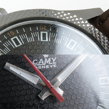 101724698 1円 キャミー CAMY ジュネーブ ブラック SS レザー 17JEWELS SHOCK PROOF 腕時計 メンズ 手巻式 運針あり 日差計測不可 現状_画像9