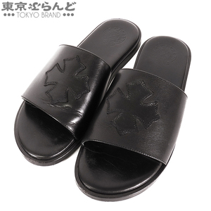 101698585 クロムハーツ CHROME HEARTS CHプラス レザー スライドサンダル ブラック インボイス付き ＃41 サンダル メンズ