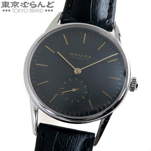 101673514 Nomos NOMOS Orion black SS leather small second mechanical glass hyute wristwatch men's hand winding type finish settled 