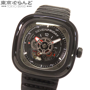 101726364 1 jpy seven fly te-SEVEN FRIDAY P series Racer III SF-P3C/06 black SS leather power reserve wristwatch men's self-winding watch 