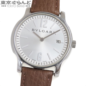 101690095 1 иен BVLGARY BVLGARI Solotempo ST35S серебряный SS кожа Date наручные часы мужской кварцевый тип аккумулятора 