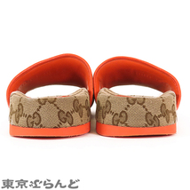 101694675 グッチ GUCCI スライドサンダル ベージュxオレンジ GGキャンバス ザ ノースフェイス コラボ 7 サンダル メンズ_画像3