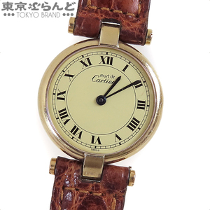 101719229 1 jpy Cartier Must Vendome verumeiyuW1002253 SV925 black ko wristwatch lady's quartz . needle have watch stem none present condition 