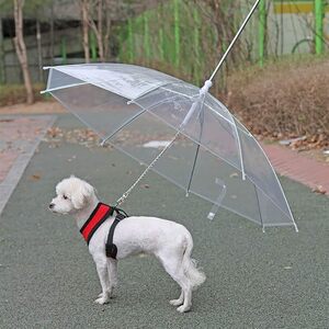 ペット 傘 リード付き お散歩用傘 犬 小型犬 ペット用 わんちゃん 便利グッズ 梅雨 雨対策 雨具 カッパ レインコート代わり アンブレラ