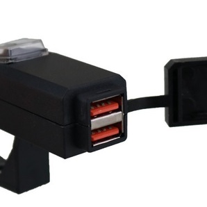 バイク USB電源 2ポート 防水 クイックチャージ QC3.0 DC12V 急速充電 ハンドル ミラー 取り付け スマホ 携帯 充電 給電の画像3