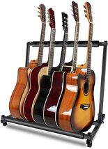 ギタースタンド 5本 収納可能 エレキギター エレキベース アコースティックギター フォークギター クラシックギター 大容量 折りたたみ_画像1