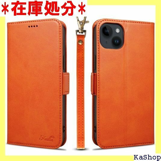Keallce 対応 iPhone 15 plus ケ Phone15plus 手帳型 6.7inch オレンジ 1101